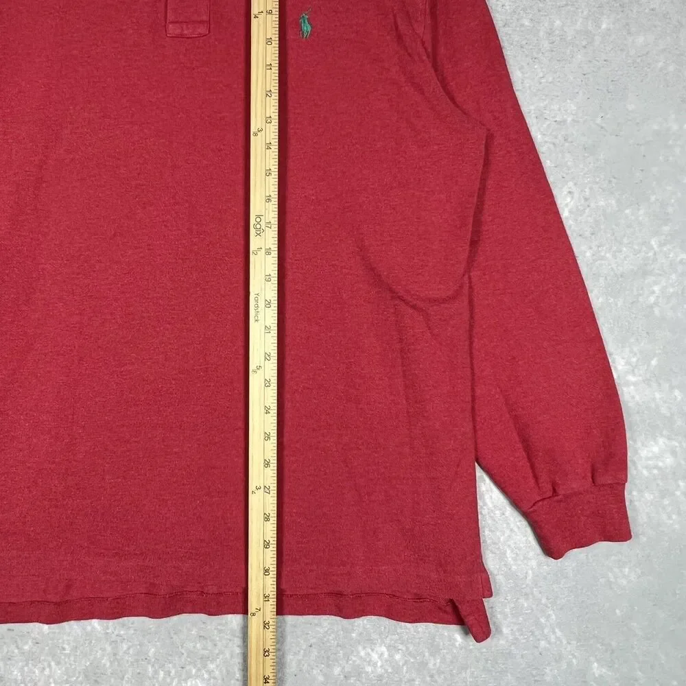 Polo Ralph Lauren Pique Polo Shirt Men’s XL Red Classic Fit Long Sleeve